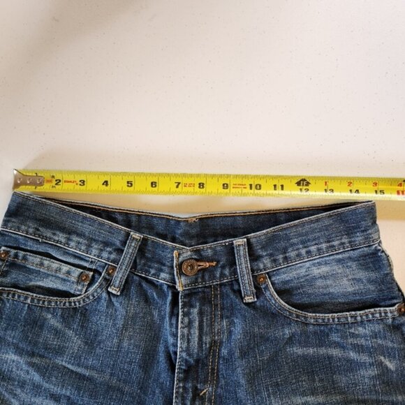 Vintage Levis Dark Denim Jean Shorts Cutoffs Low Mid Rise Frayed Y2K Festival - Picture 7 of 10